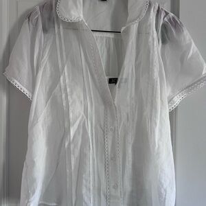 J. Crew White Short Sleeve Blouse